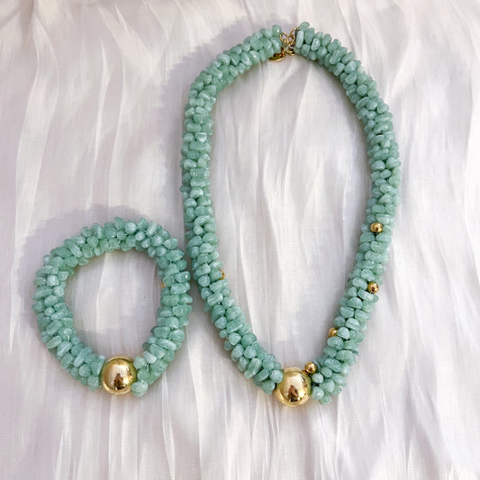 Look Brisa Marina (Collar + Pulsera verde agua)