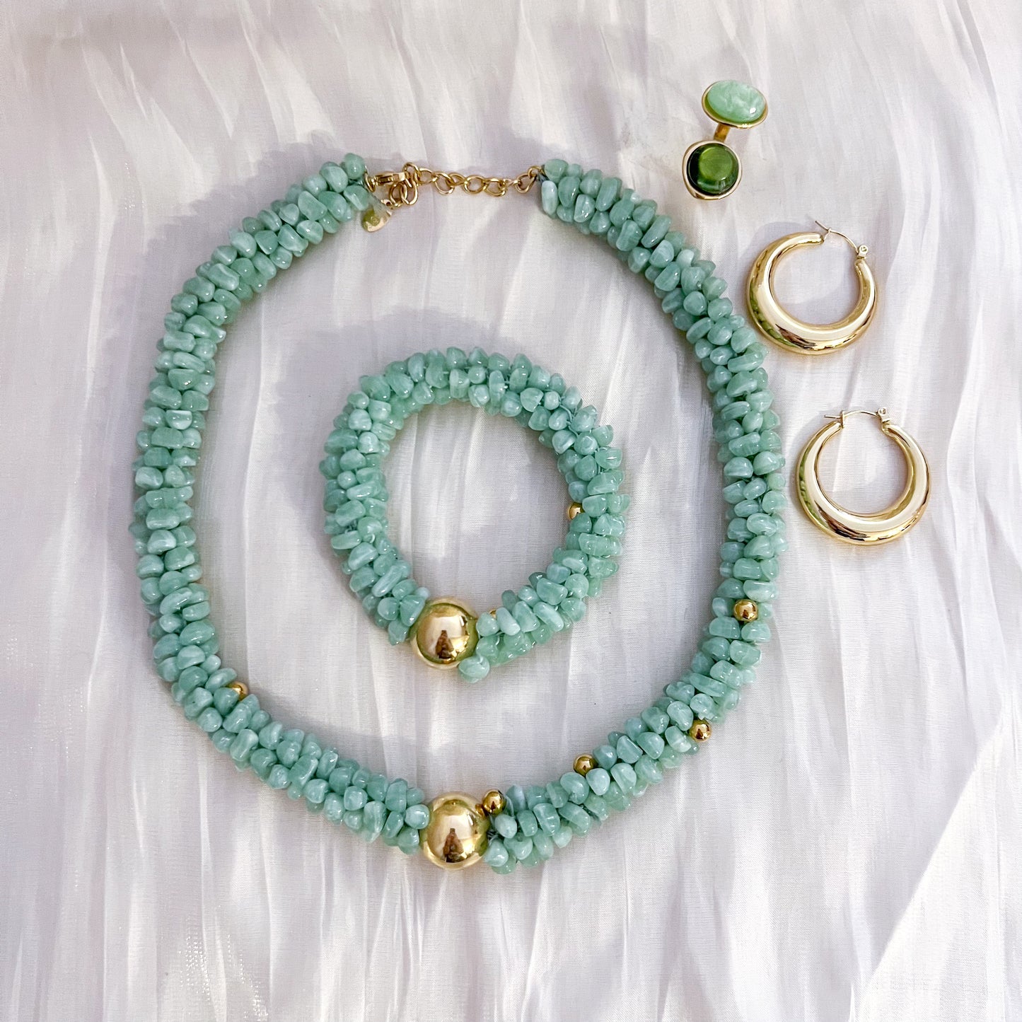 Look Brisa Marina (Collar + Pulsera verde agua)