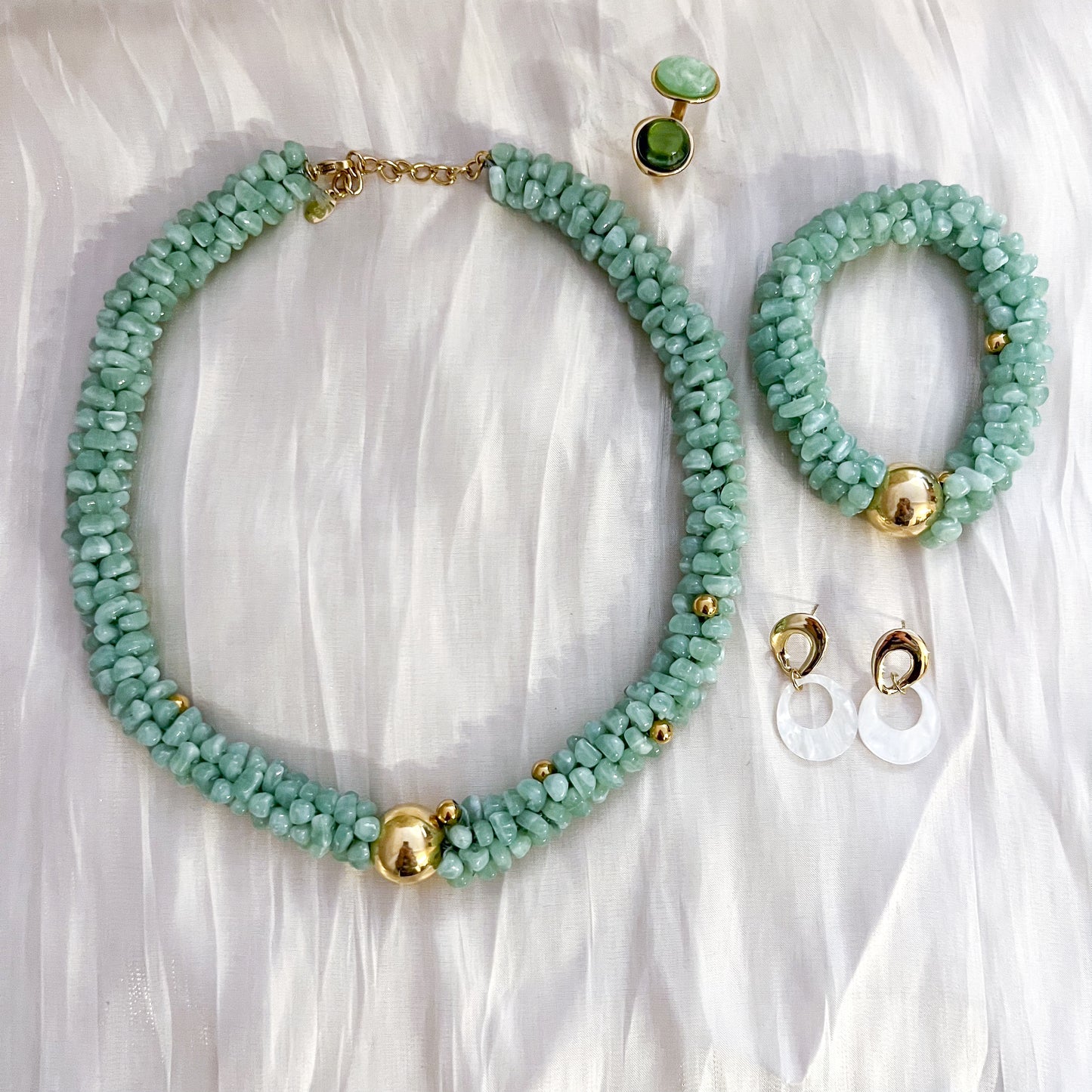Look Brisa Marina (Collar + Pulsera verde agua)