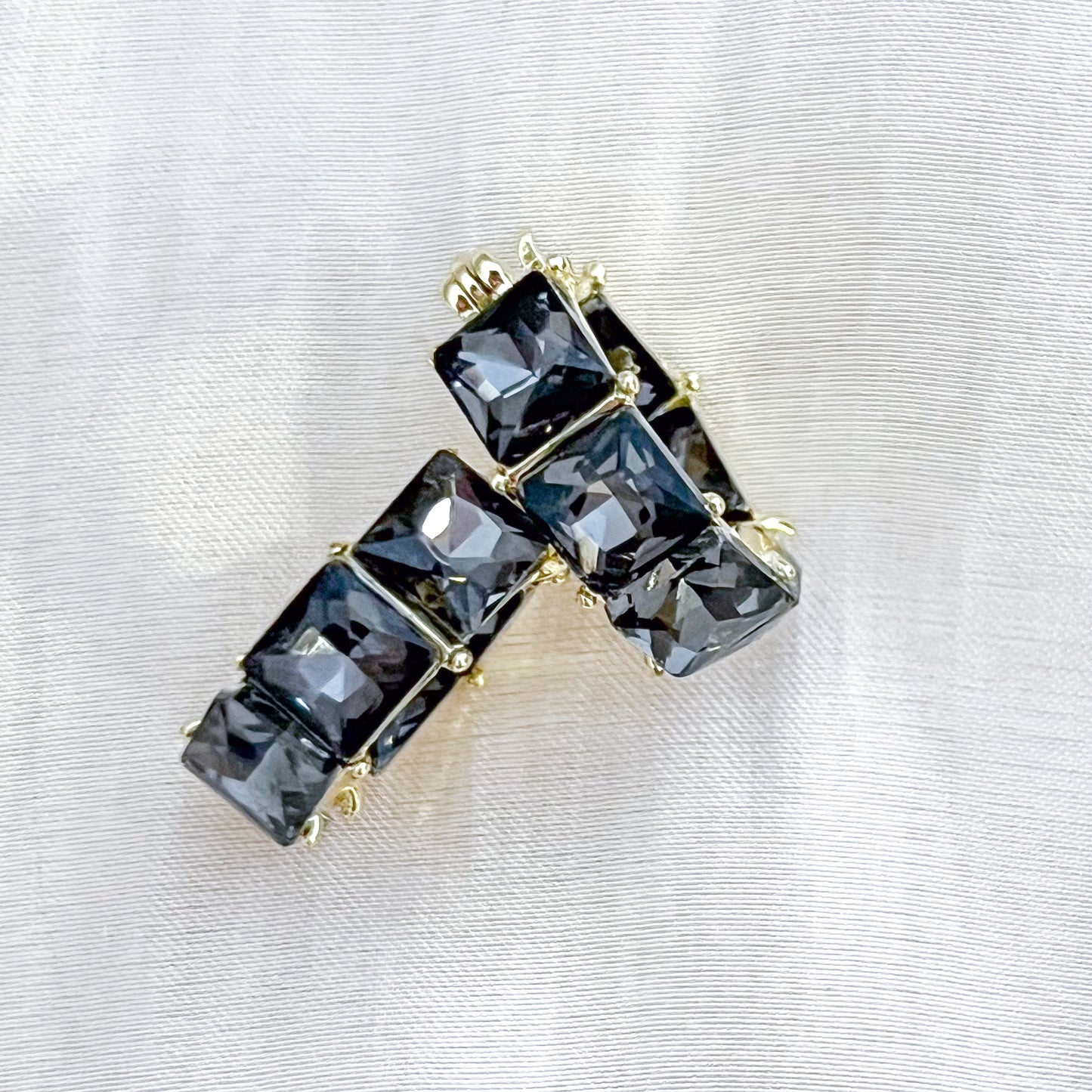 Pendientes Noche Elegante  （Rectangular Negro Brillante）