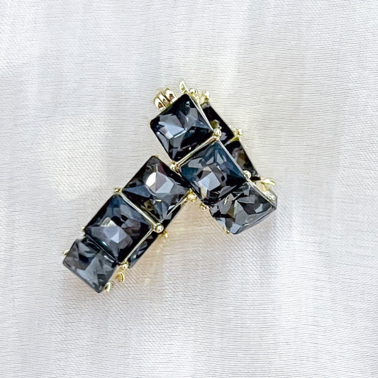 Pendientes Noche Elegante  （Rectangular Negro Brillante）