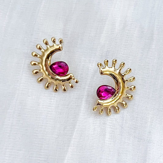 Pendientes sol gota（fusia）