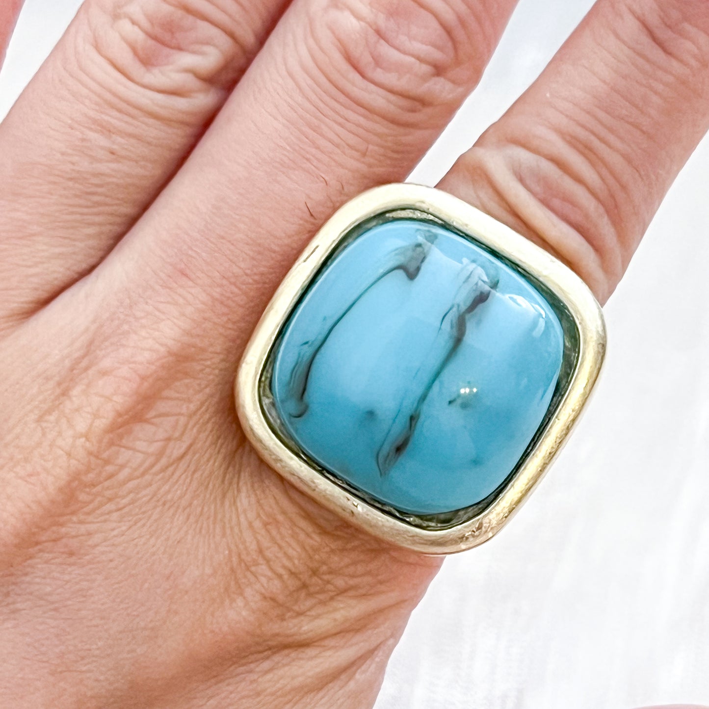 Anillo Velvet Square（piedra cuadrada）Elasticidad Ajustable