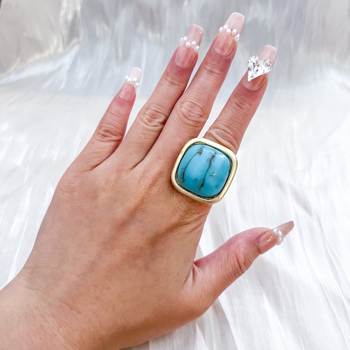 Anillo Velvet Square（piedra cuadrada）Elasticidad Ajustable
