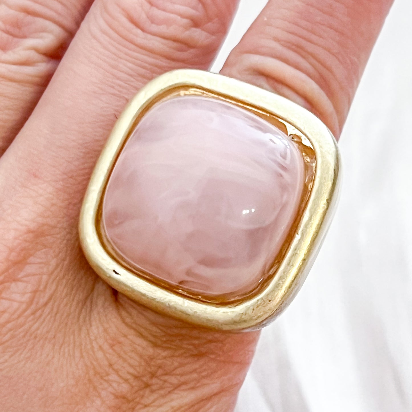 Anillo Velvet Square（piedra cuadrada）Elasticidad Ajustable