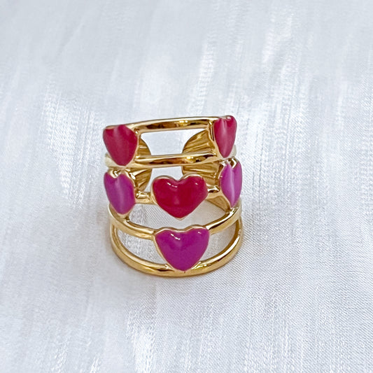 Anillo Sweet Crush Ajustable (Corazones rosa)
