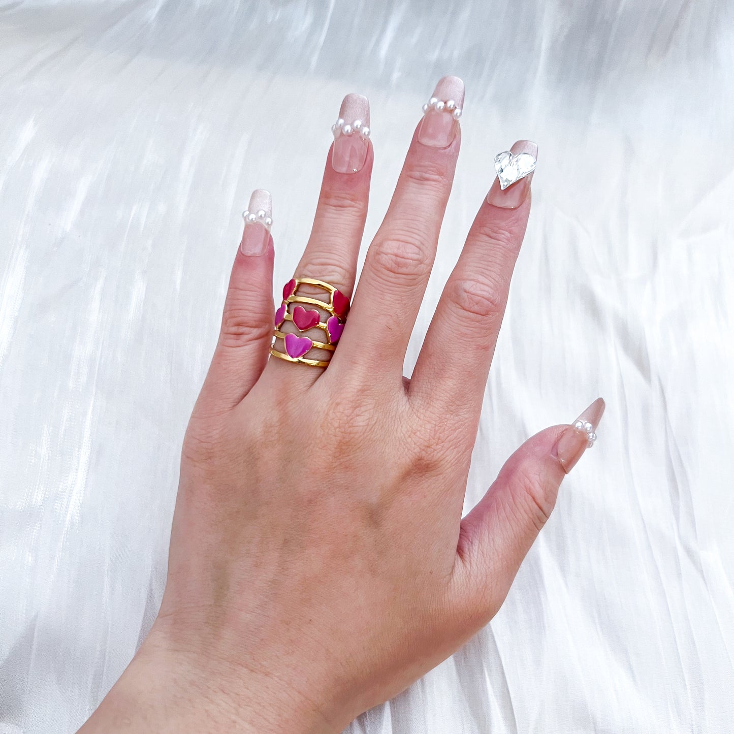 Anillo Sweet Crush Ajustable (Corazones rosa)
