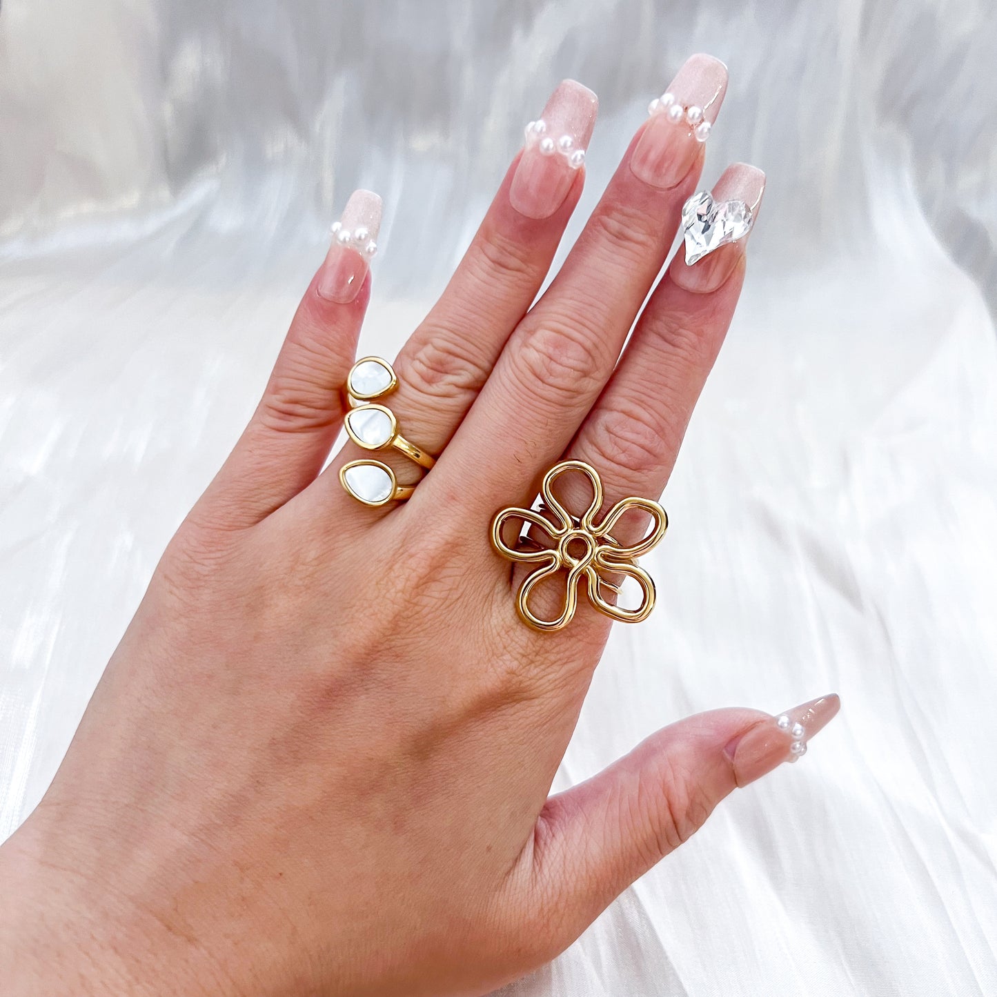 Anillo hojas gotas （ Ajustable ）