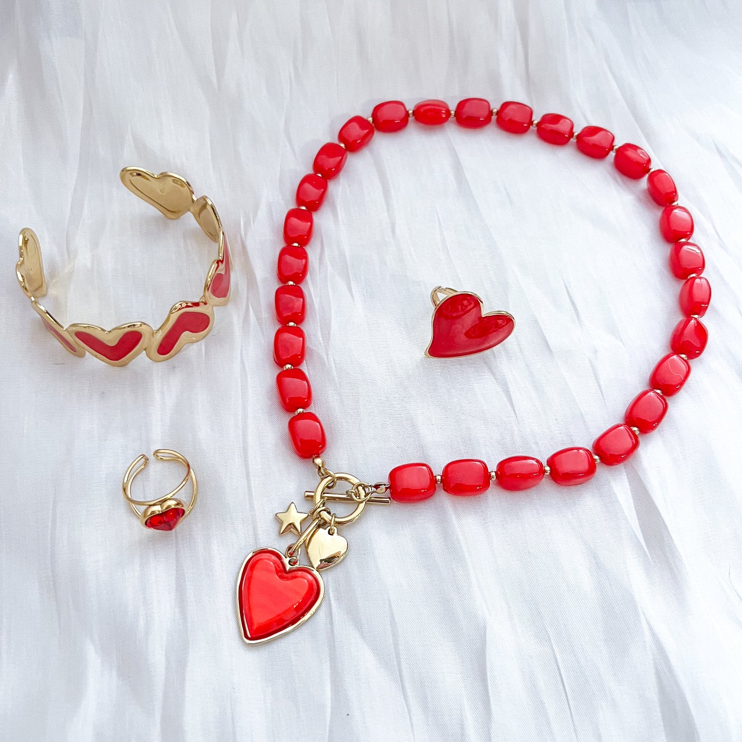 Anillo Crystal Heart（corazón & 2 colores & Ajustable ）