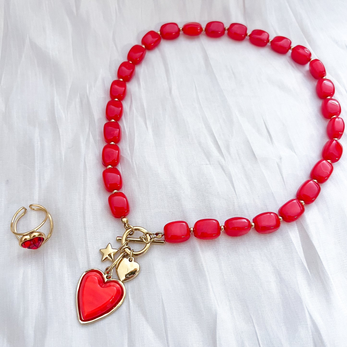 Anillo Crystal Heart（corazón & 2 colores & Ajustable ）