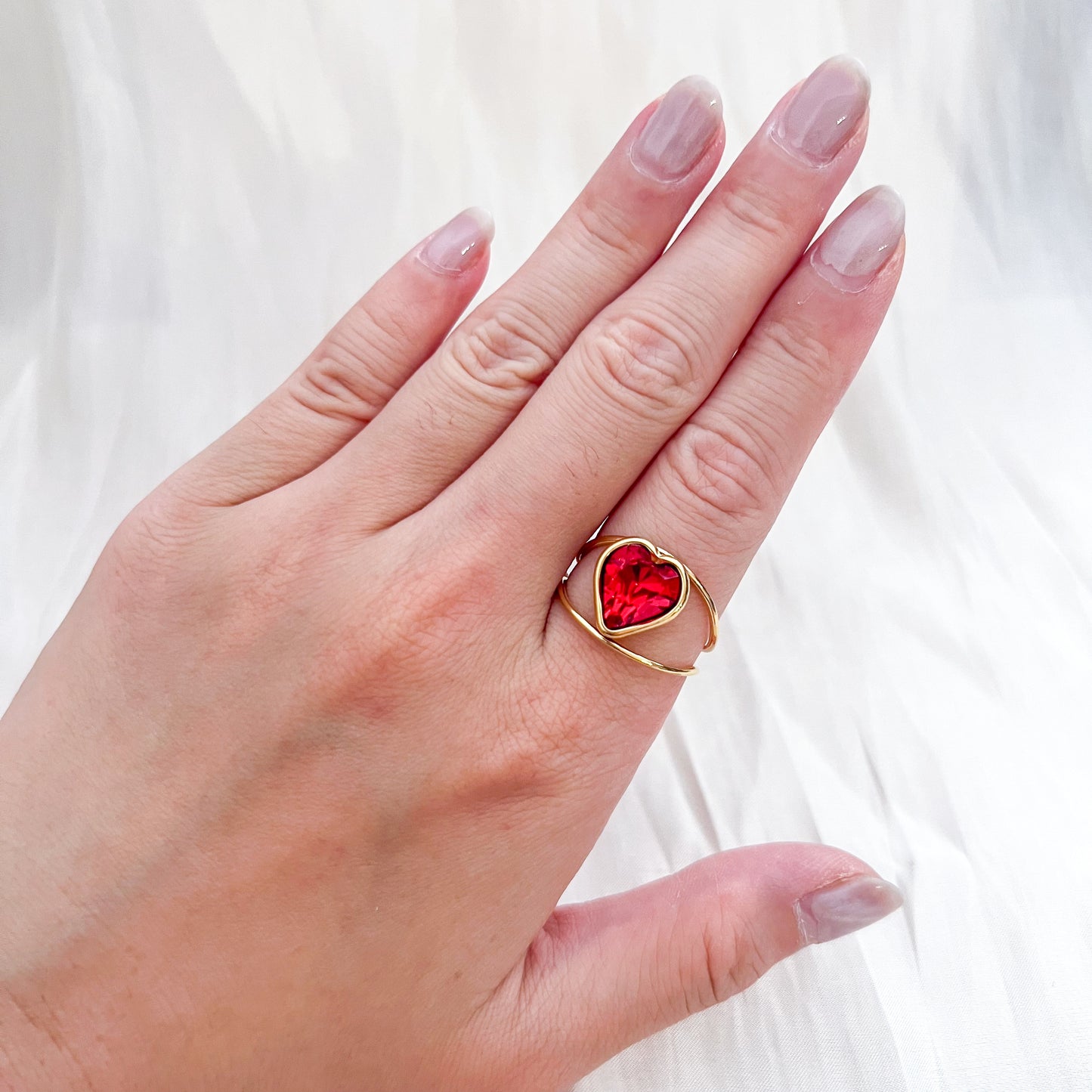Anillo Crystal Heart（corazón & 2 colores & Ajustable ）