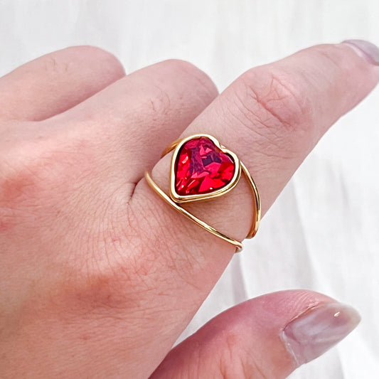 Anillo Crystal Heart（corazón & 2 colores & Ajustable ）