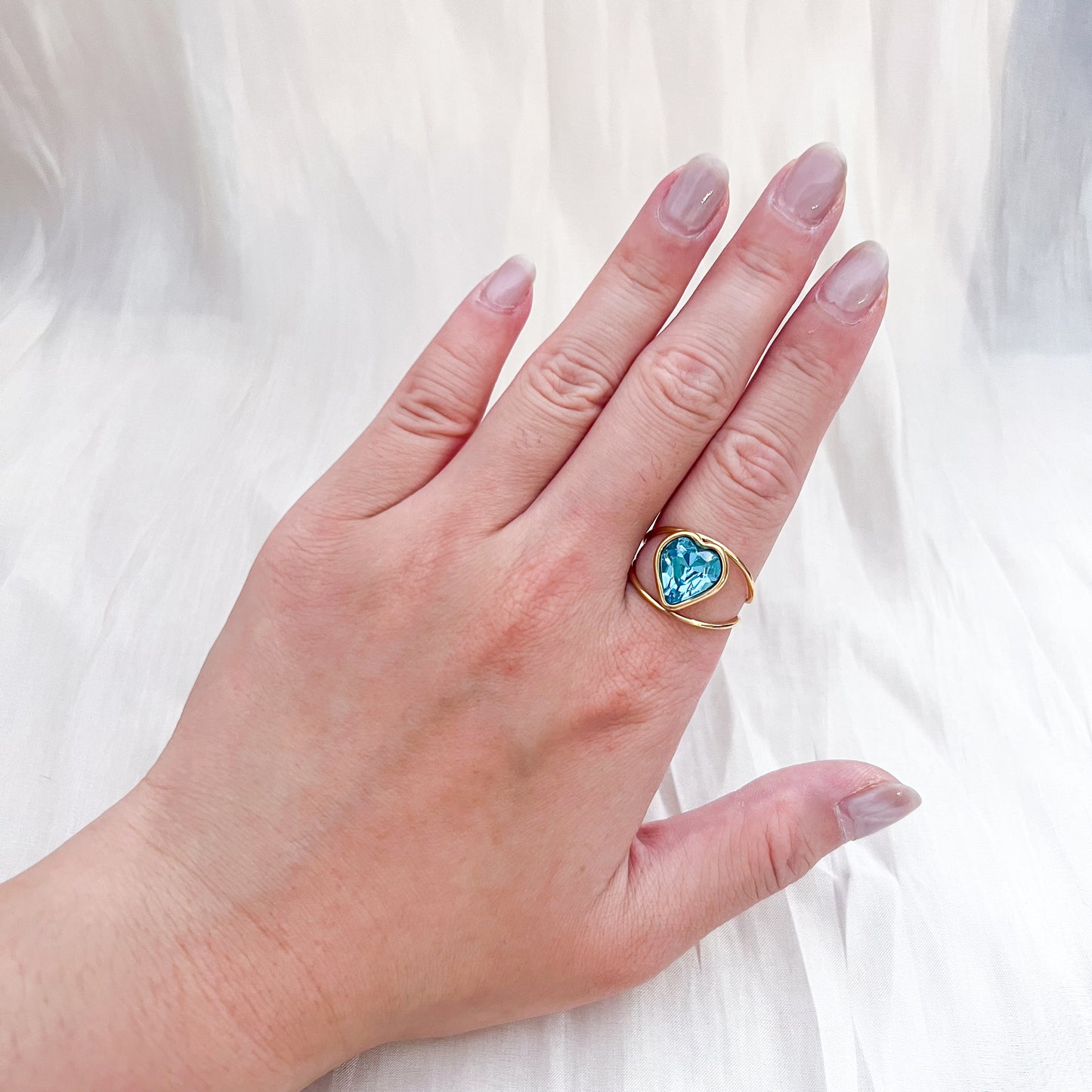 Anillo Crystal Heart（corazón & 2 colores & Ajustable ）