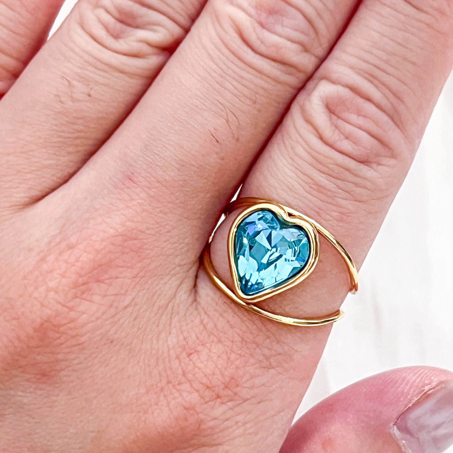 Anillo Crystal Heart（corazón & 2 colores & Ajustable ）