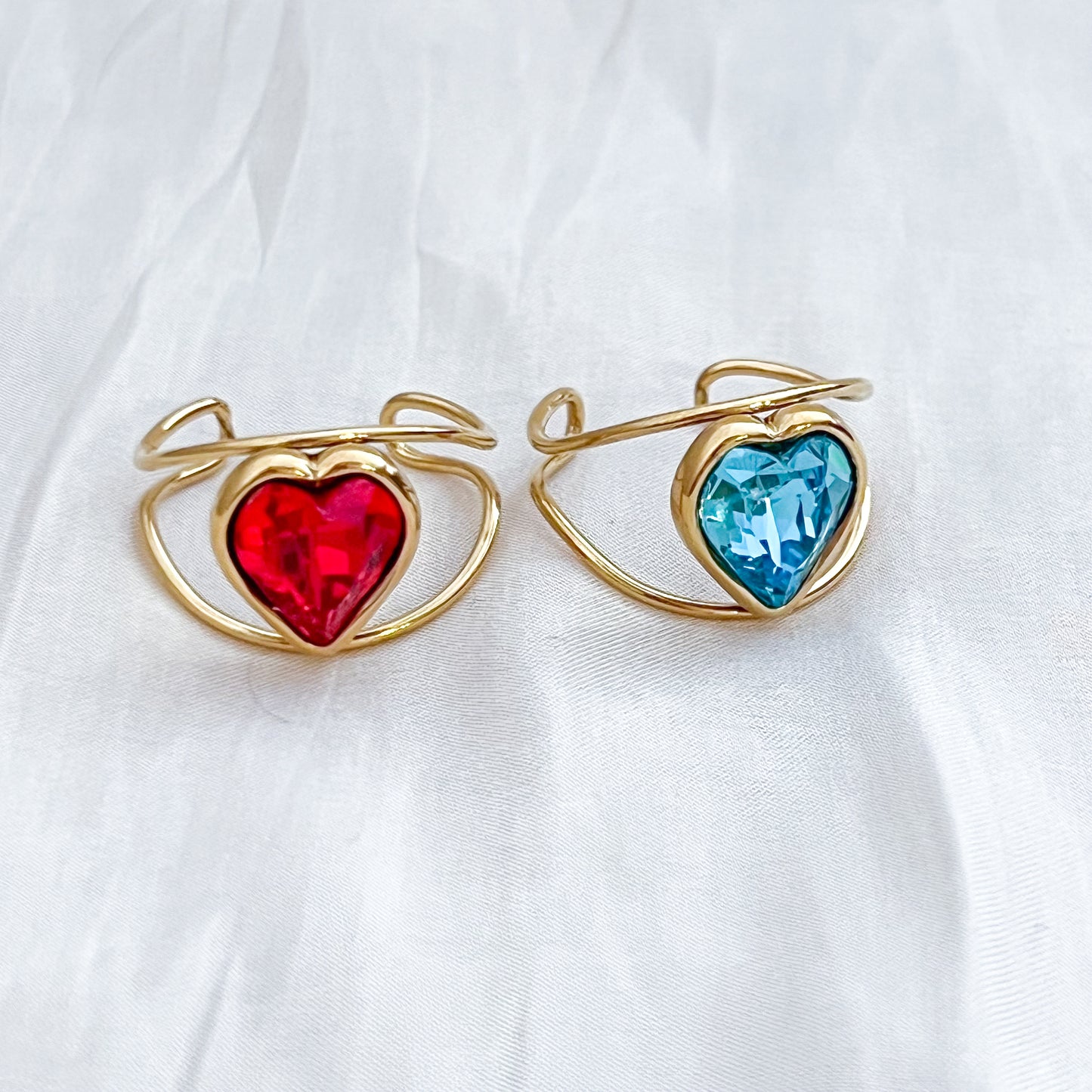 Anillo Crystal Heart（corazón & 2 colores & Ajustable ）
