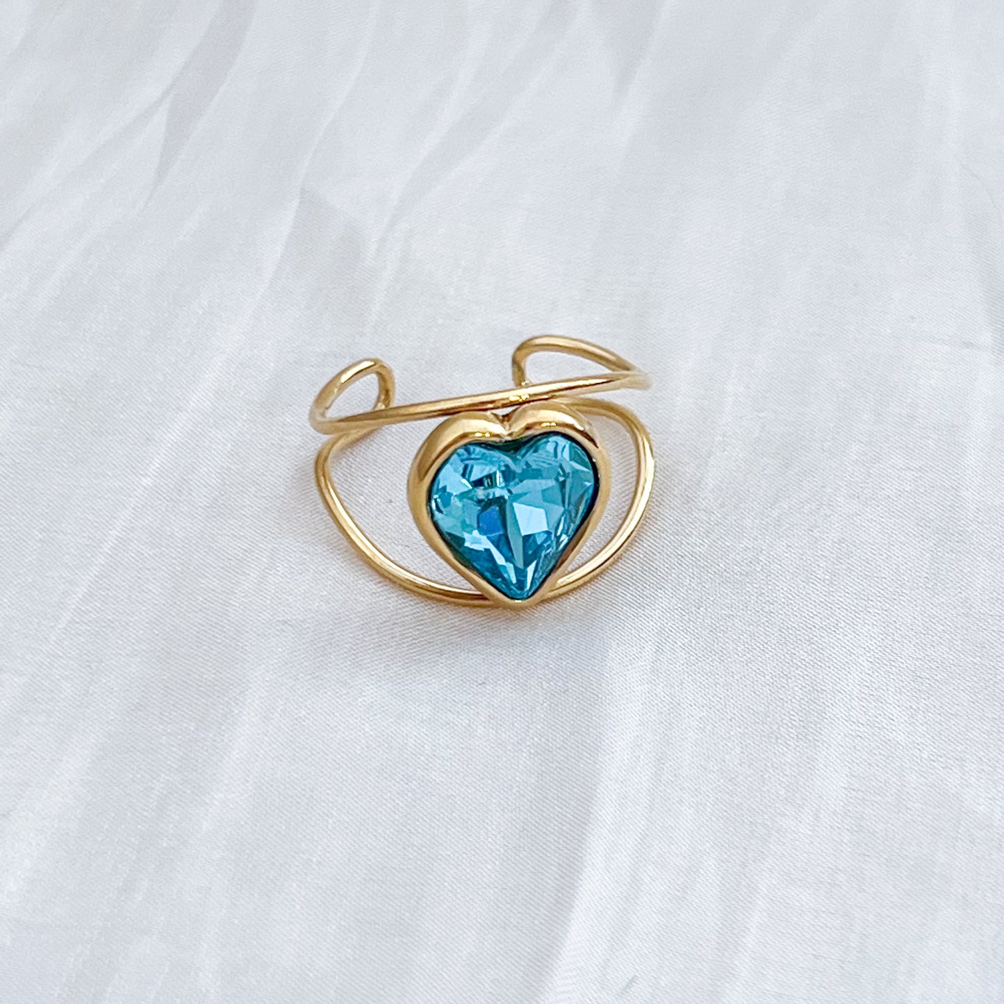 Anillo Crystal Heart（corazón & 2 colores & Ajustable ）