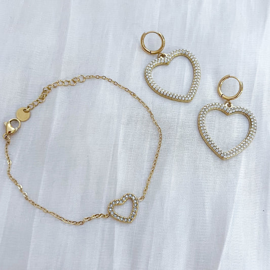 Look corazones real (pulsera & pendientes)