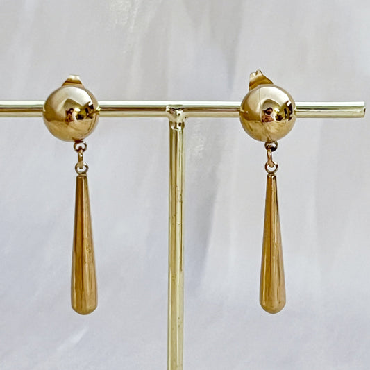 Pendientes Gota Dorada Minimal (Bolita）