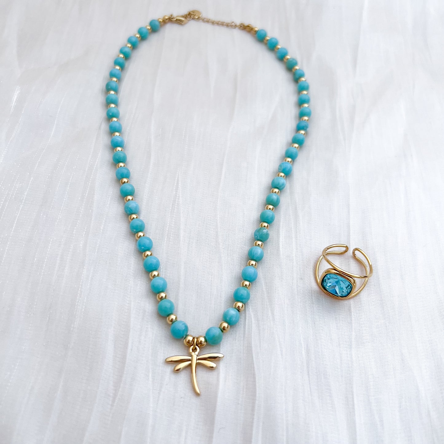 Anillo Aurora Blue（Brillo adjustable）
