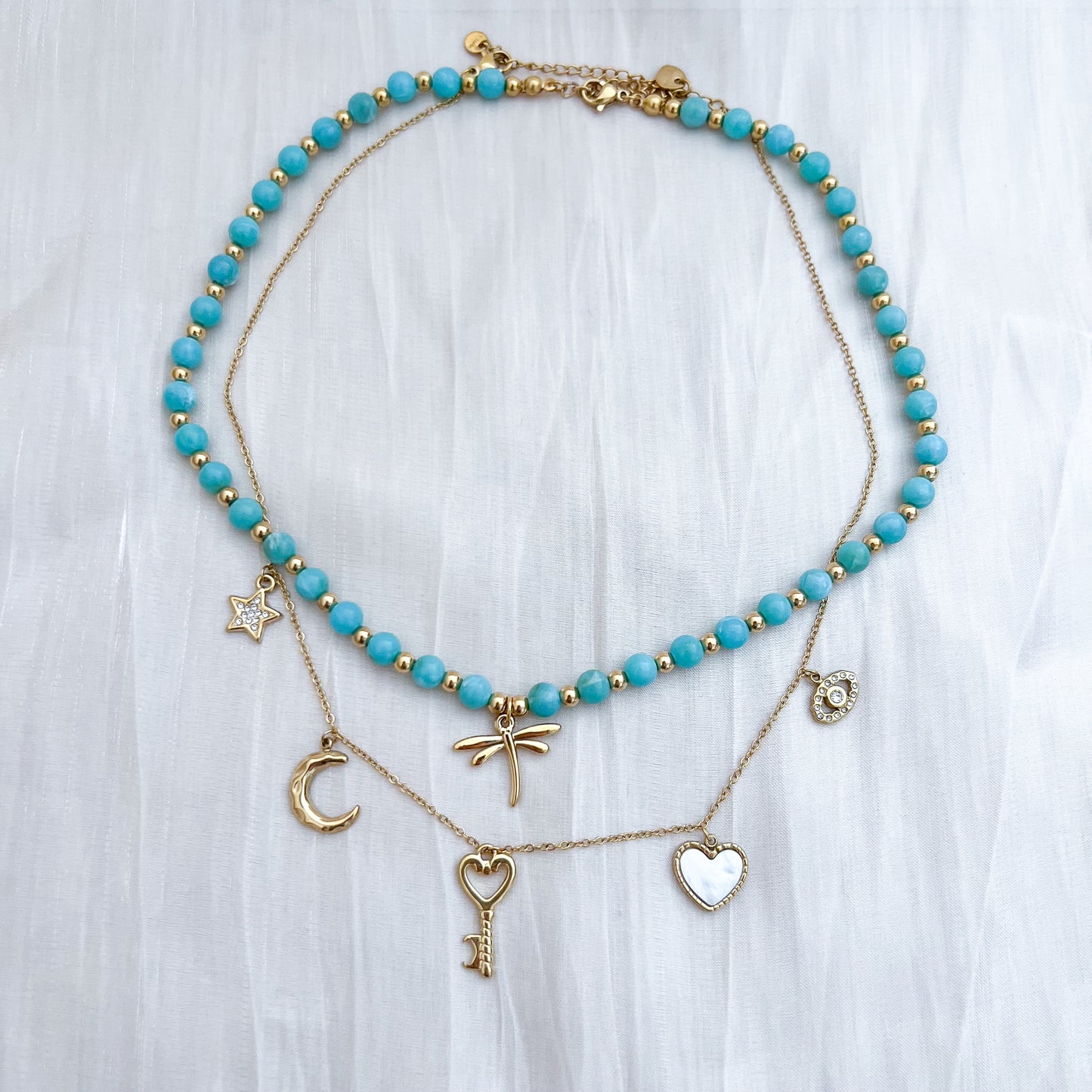 Collar Luna Valeria (charms fino corazones)