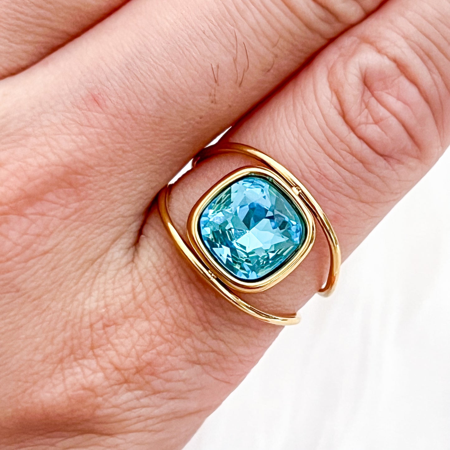 Anillo Aurora Blue（Brillo adjustable）