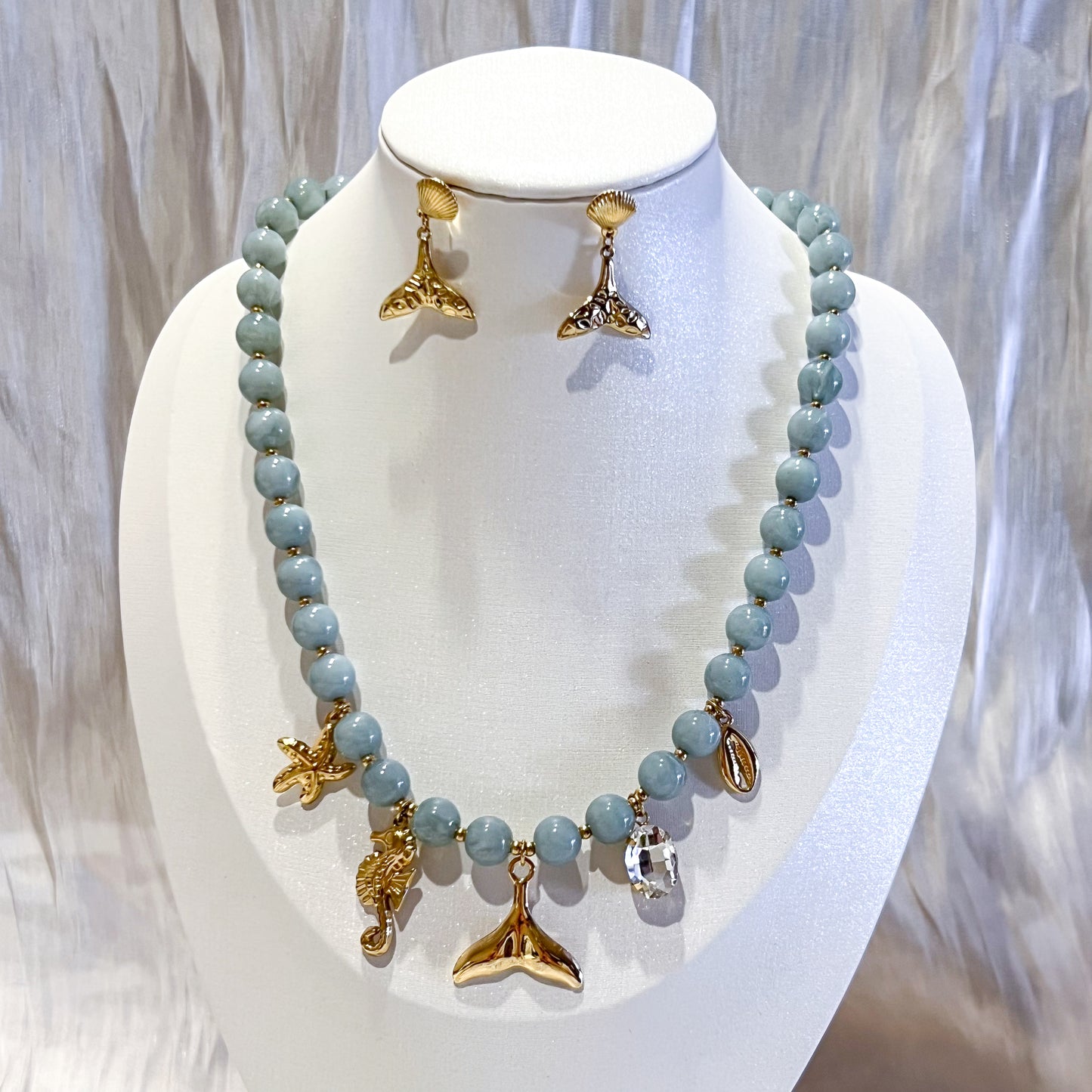 Look Caribe （charms cola de sirena 2 colores collar&pendiente）