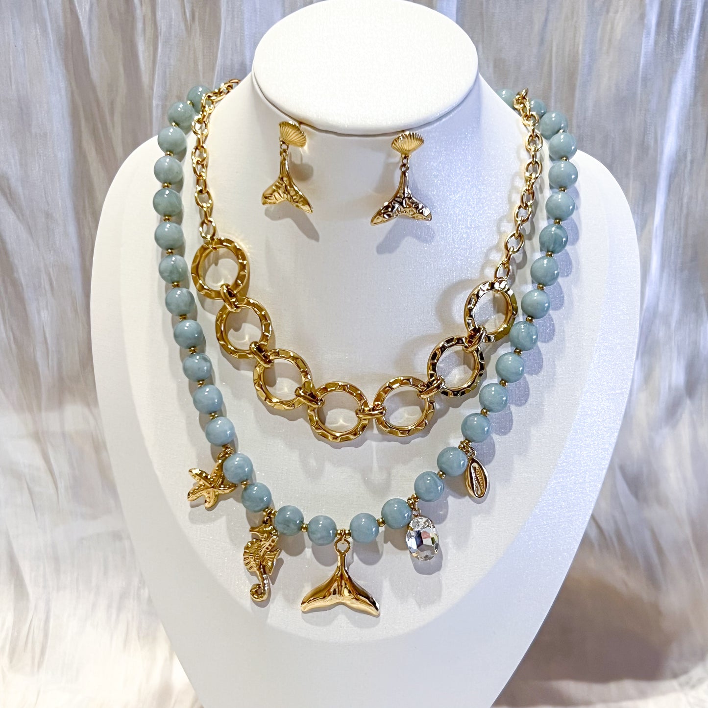 Collar Milano Oro（cadena oval & corazones）