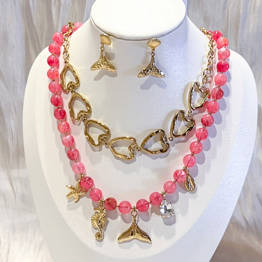 Look Caribe （charms cola de sirena 2 colores collar&pendiente）