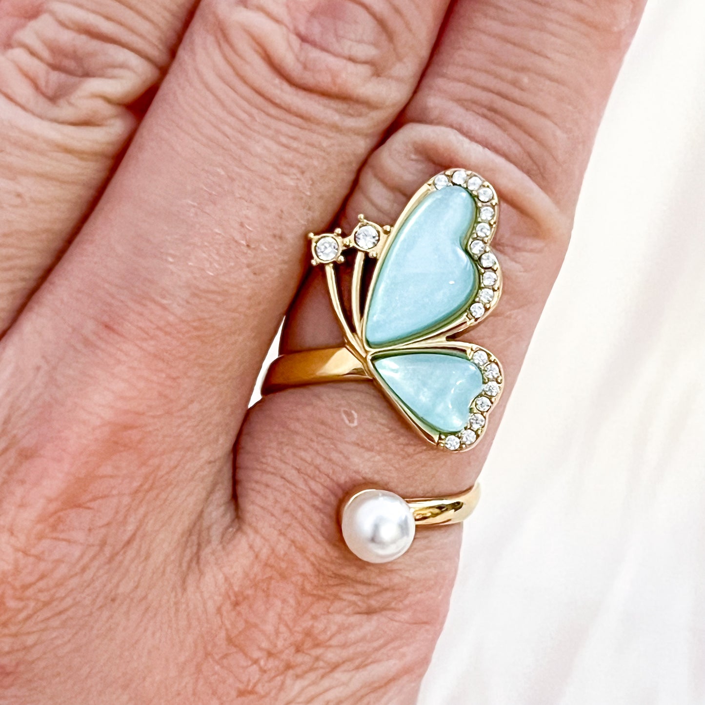 Look París Mariposa（Esmaltado 2colores Anillo&Pulsera&Pendiente）