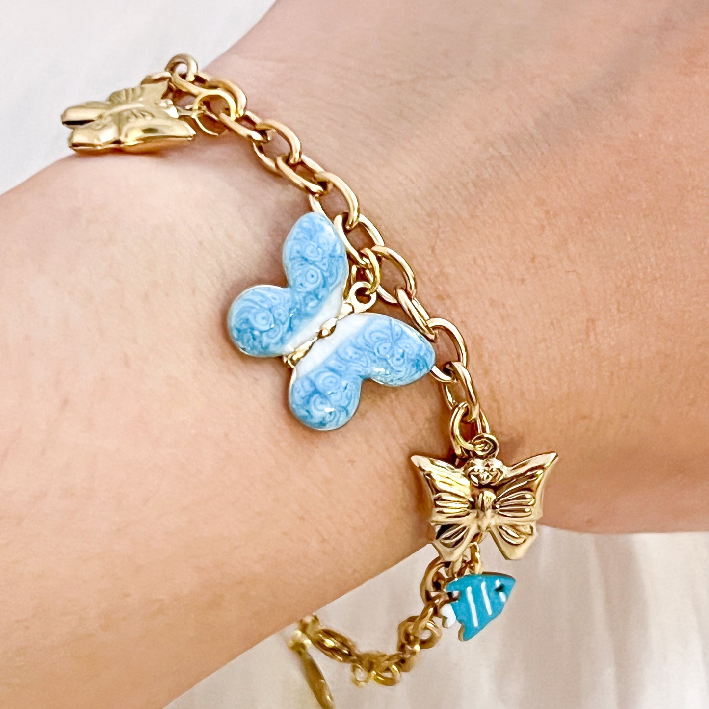 Look París Mariposa（Esmaltado 2colores Anillo&Pulsera&Pendiente）