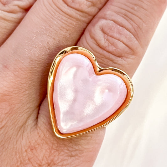 Anillo Verona Heart Rosa（corazones dorados Ajustable）