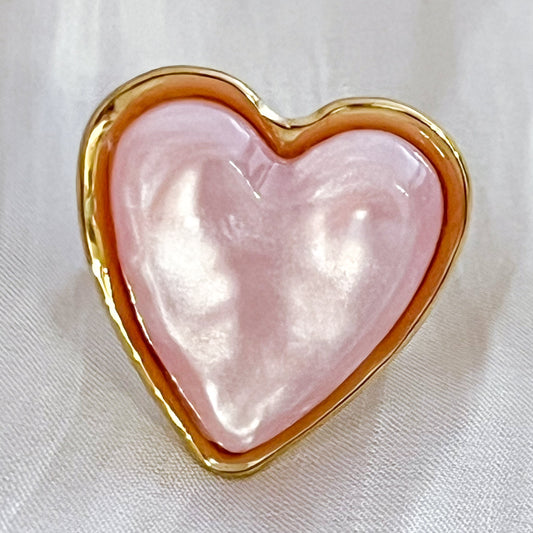 Anillo Verona Heart Rosa（corazones dorados Ajustable）