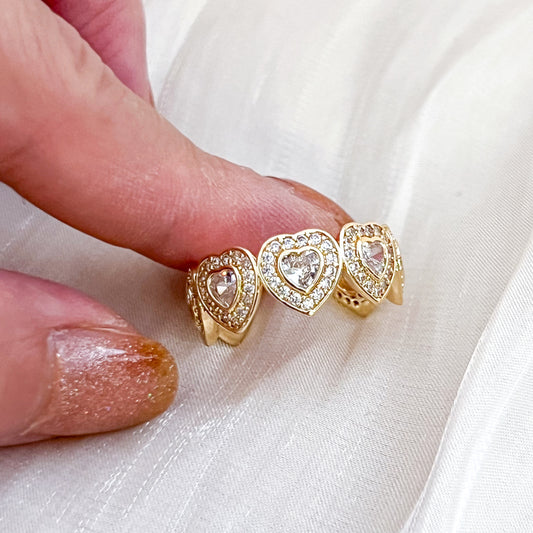 Anillo Roma Corazones （Brillo Ajustable 2 colores）