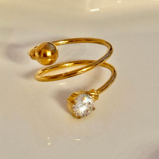 Anillo brillo y bolita dorado (talla 17-18)