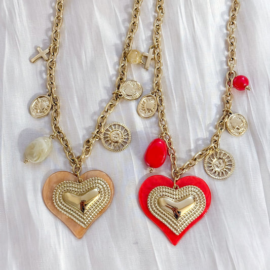 Collar Corazones Verona (charms 2 colores )