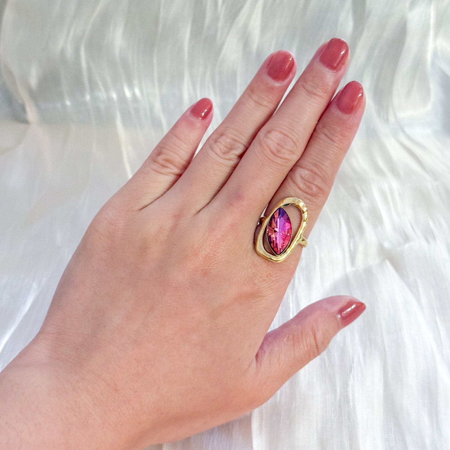 Anillo Ojo de pavo real （Ajustable& 4 colores &Brillo）