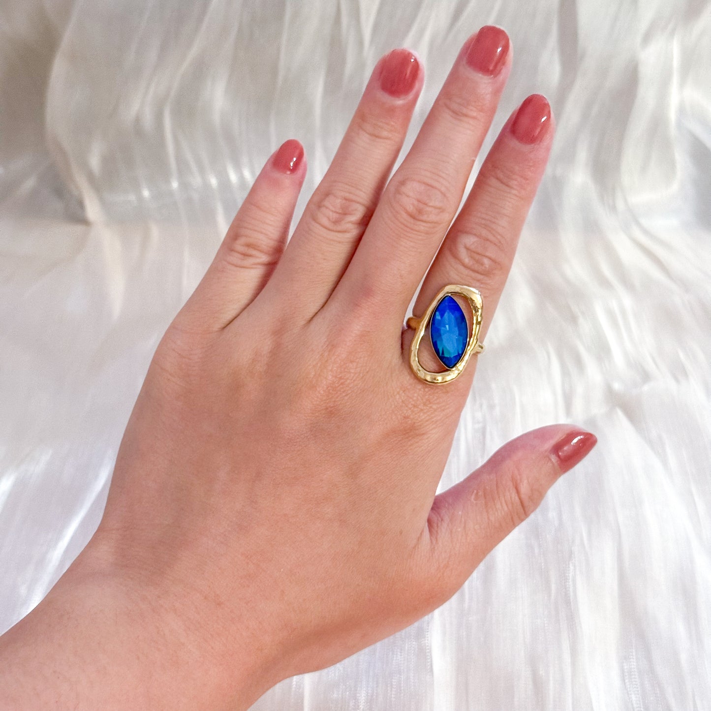 Anillo Ojo de pavo real （Ajustable& 4 colores &Brillo）