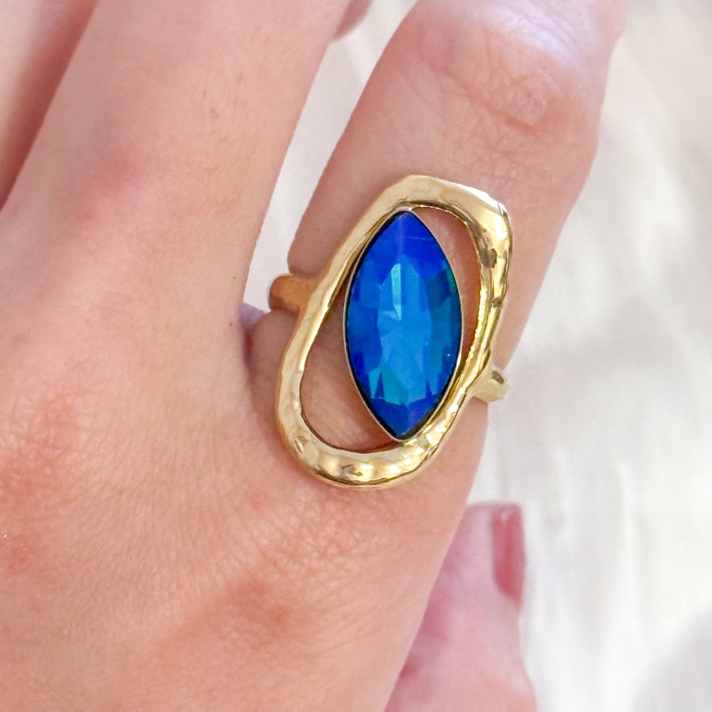 Anillo Ojo de pavo real （Ajustable& 4 colores &Brillo）