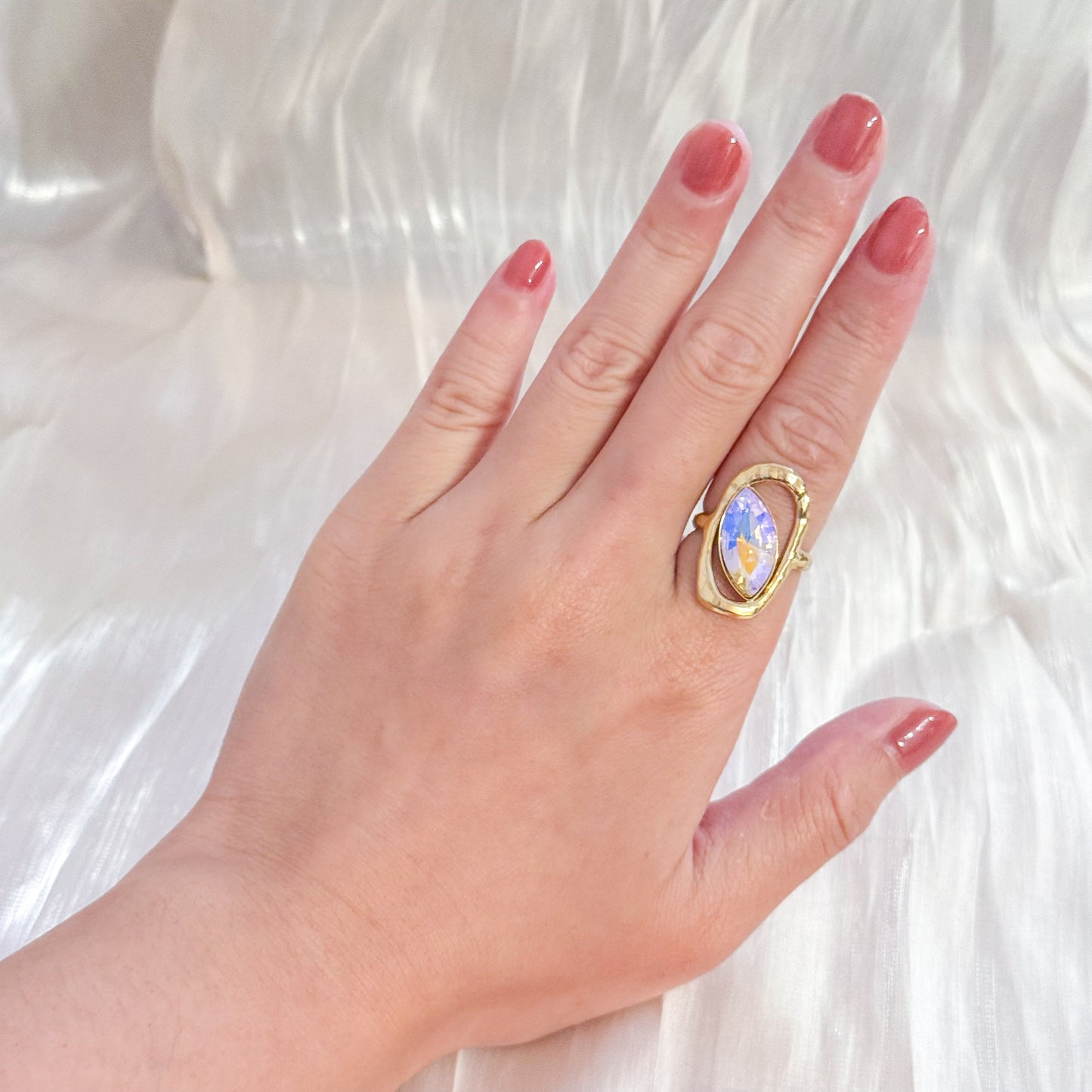 Anillo Ojo de pavo real （Ajustable& 4 colores &Brillo）