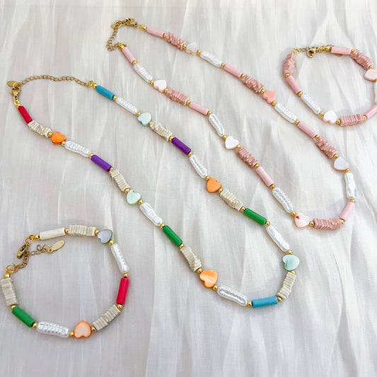 Look Malibu Candy（corazones pastel 2colores collar & pulsera）