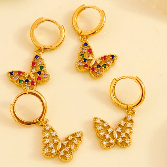 Pendientes Mariposa Arcoíris （ Brillo）