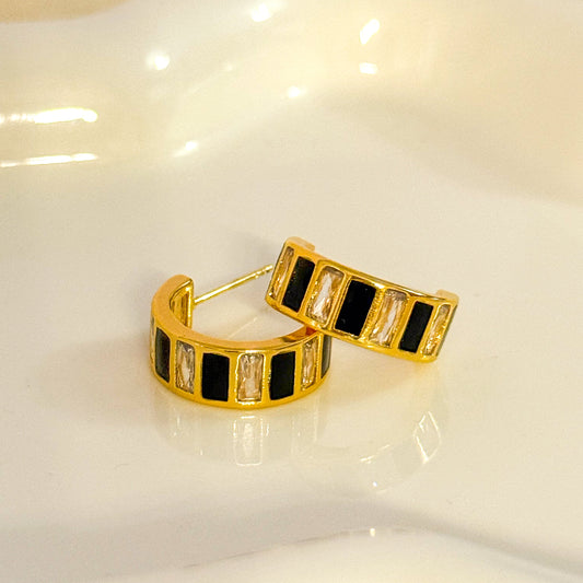 Pendientes Valentina （Negro y Brillo）