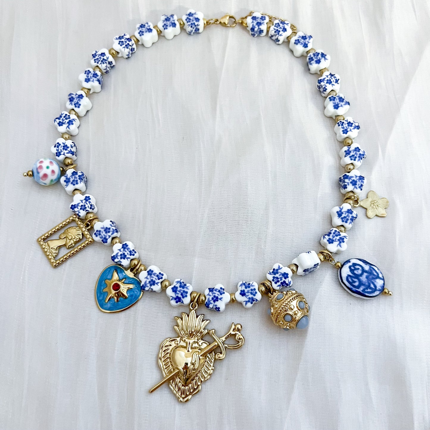 Look Lisboa Blue（porcelana azul collar & pendiente）