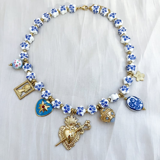 Look Lisboa Blue（porcelana azul collar & pendiente）