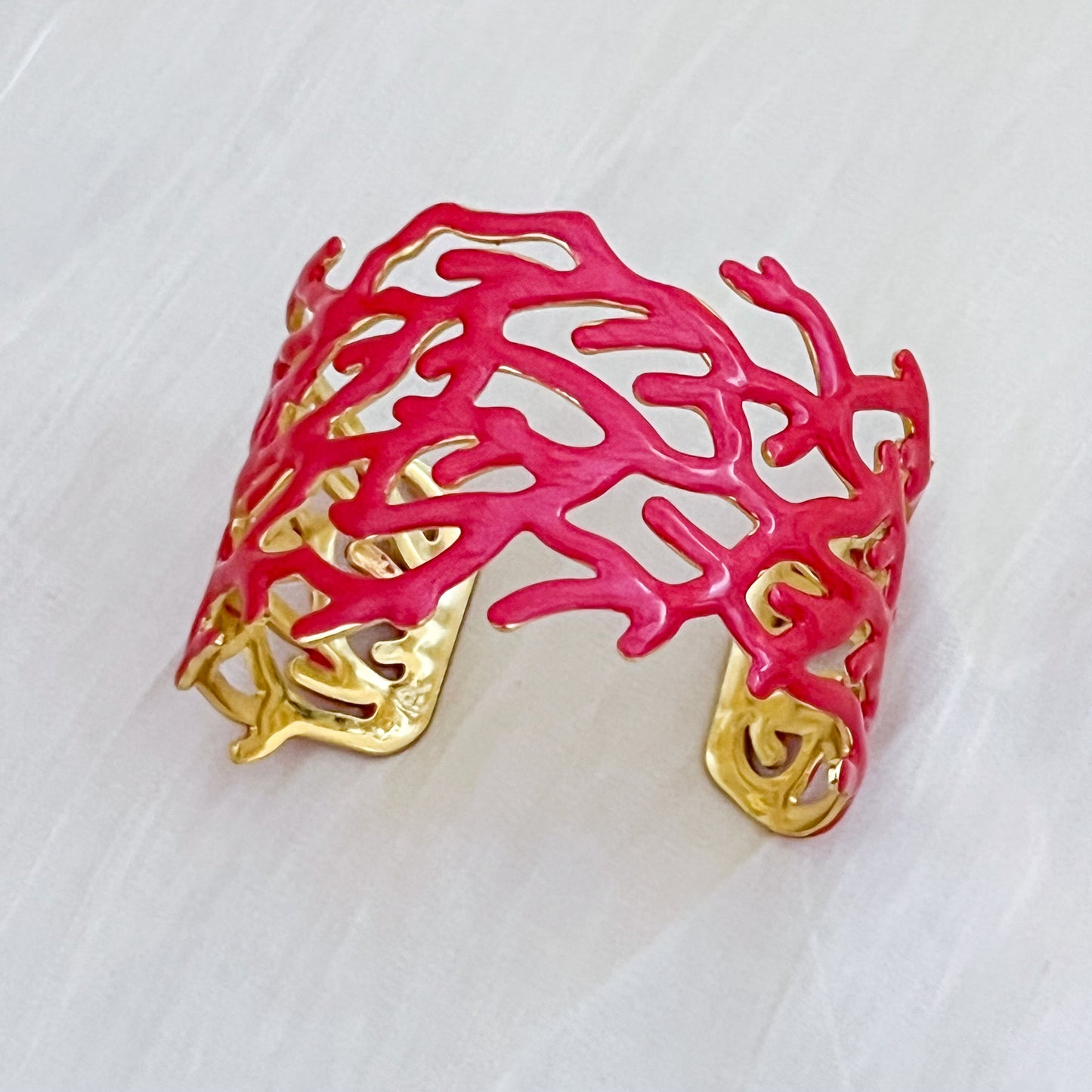 Look coral rojo ( Brazalete & pendiente)