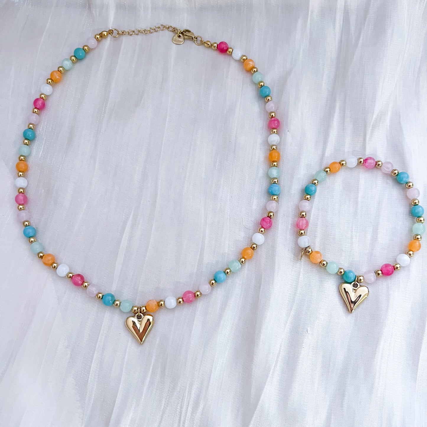 Look Cielo Marina ( collar y pulsera (corazón / libélula / moneda)2 colores