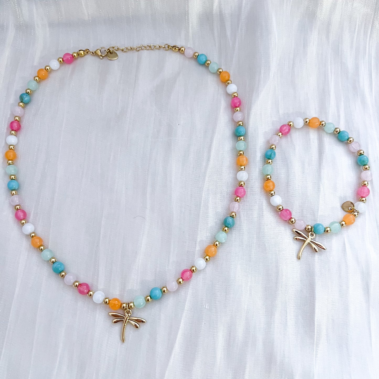 Look Cielo Marina ( collar y pulsera (corazón / libélula / moneda)2 colores