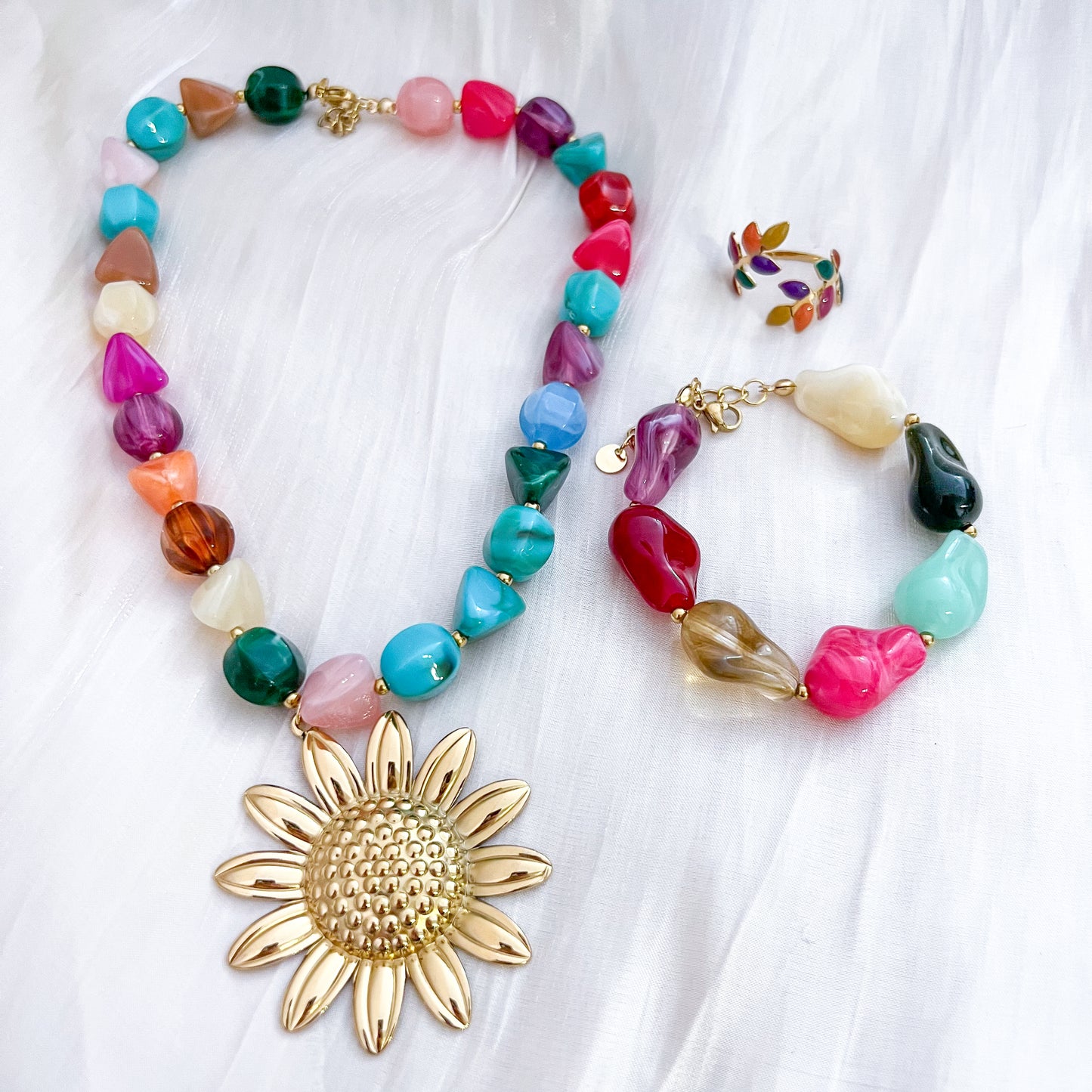 Look Girasol Nice (2 Colores pulsera&collar）