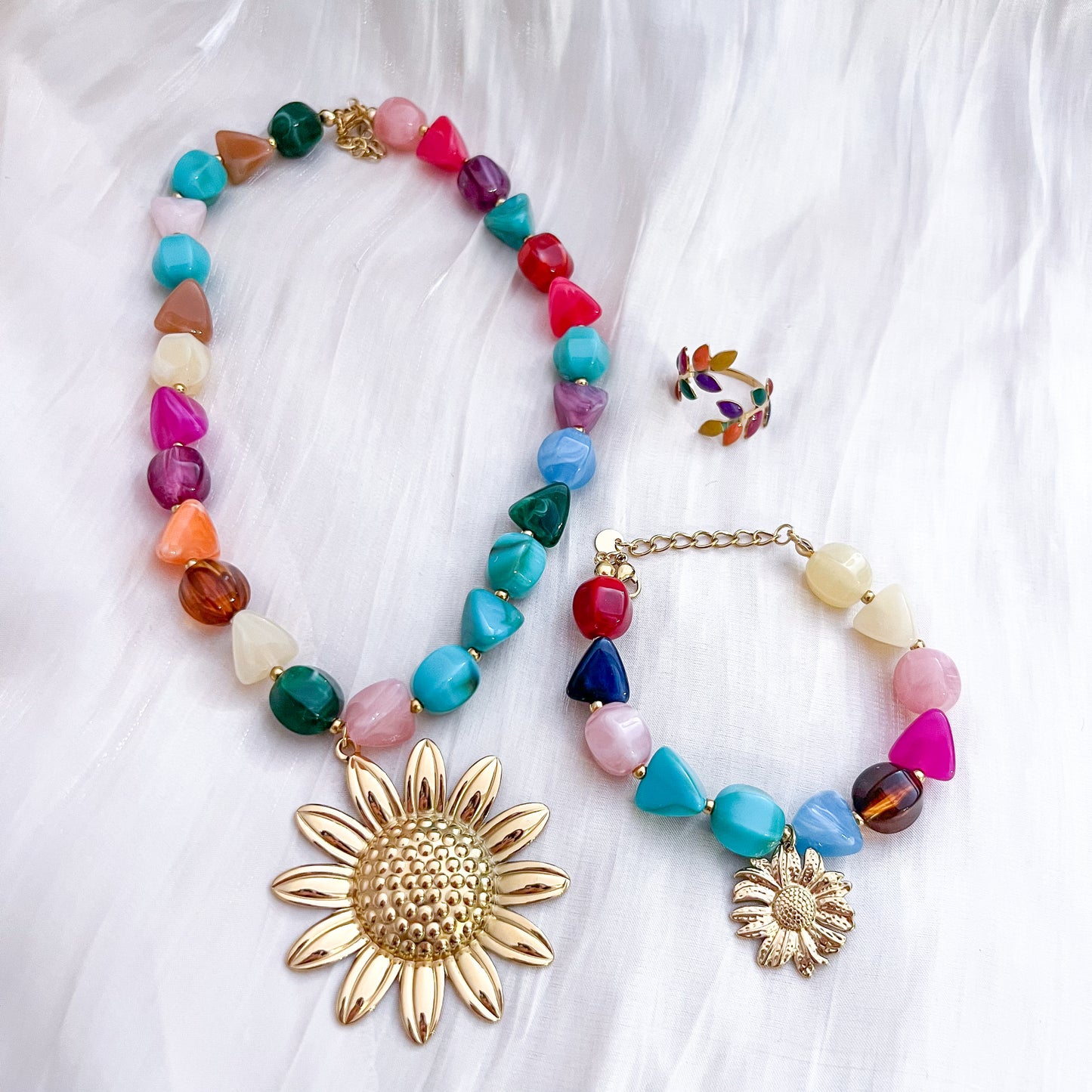 Look Girasol Nice (2 Colores pulsera&collar）