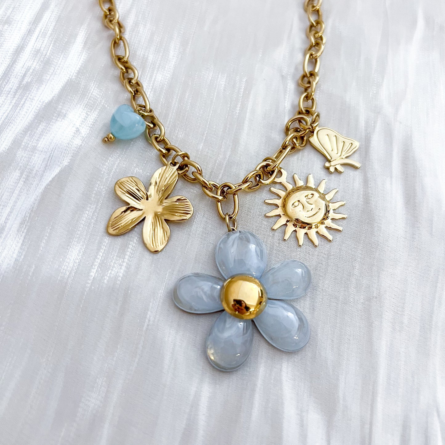 Look Jardín inglés flor（pendiente &collar 2 colores）